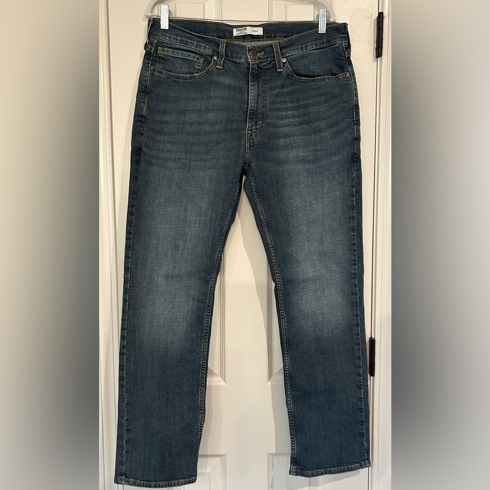 Signature by Levi Strauss & Co Men's Straight Fit Jeans Blue 34W x 30L - Picture 4 of 7